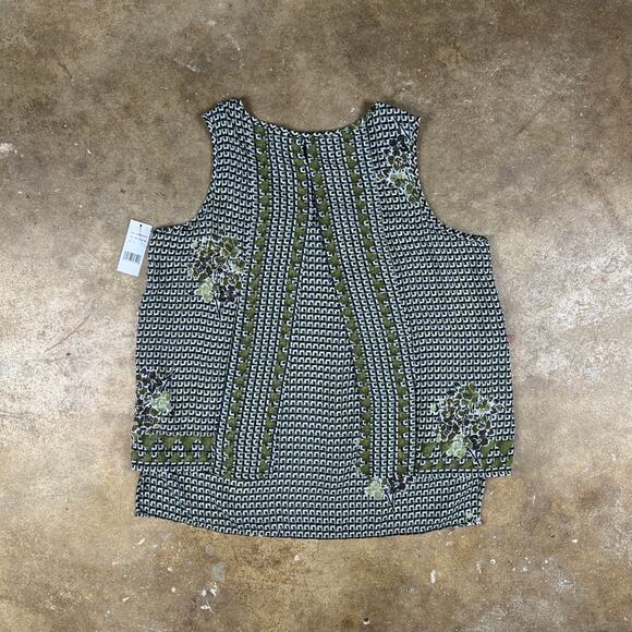 Liverpool Double Layer Geo Floral Mix Blouse Women’s Small Green Black White NWT - Picture 5 of 8